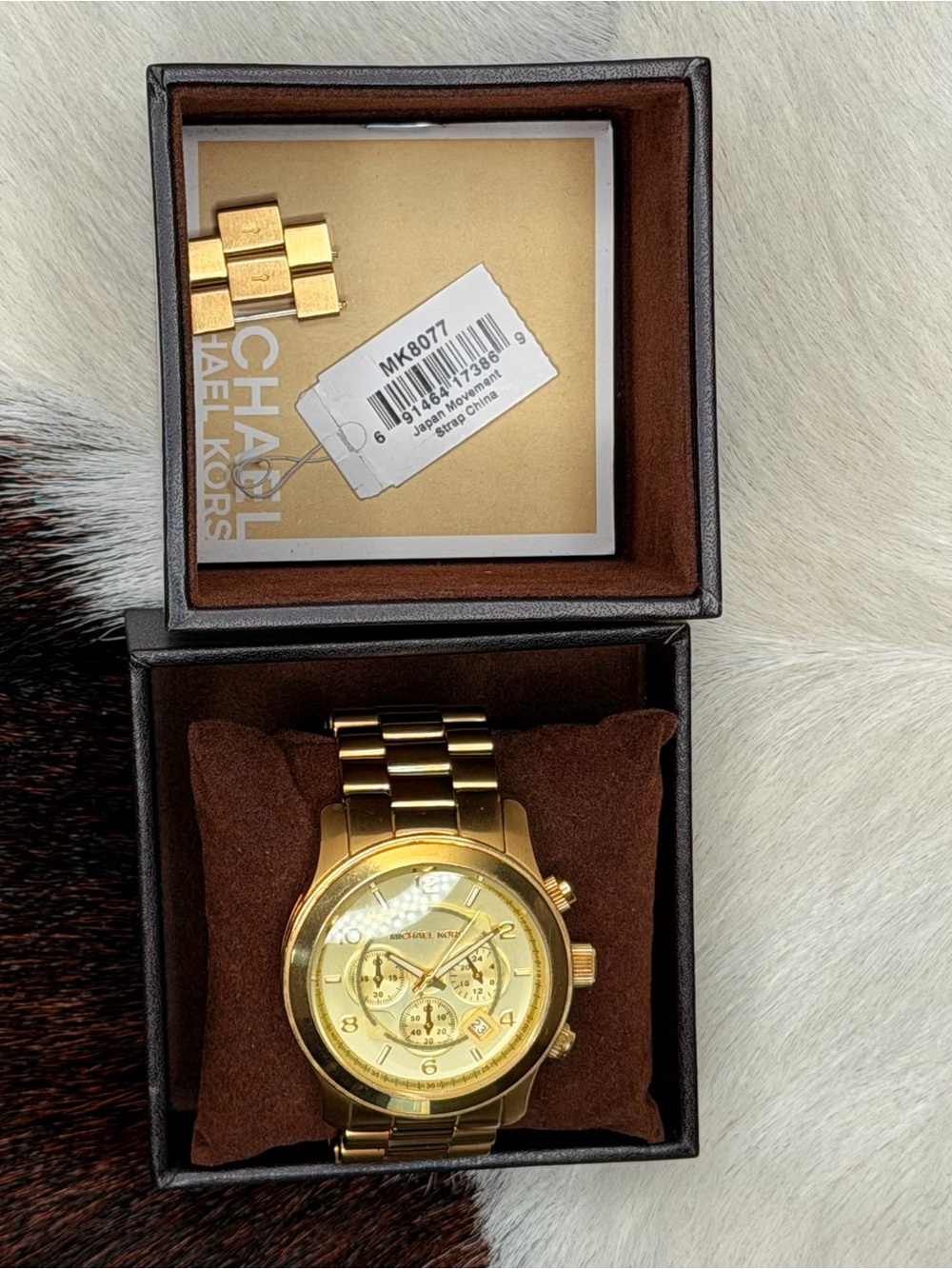 Michael Kors MK8077 Runway Men's Chrono. Gold Watch | Box & Links - Complete Set